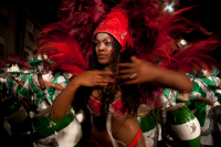 'Traditional 'Murgas' and samba schools during the Llamadas' (the calling) procession that officially starts the carnival in Montevideo, Uruguay. Is the longest carnival in the world, lasting almost 5 weeks