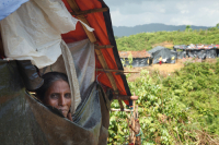 Rohingya Refugee at Tambru No-man's land in Bangladesh-Myanmar border at Tambru, Naikhyangchori, Banderban, Bangladesh