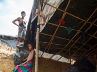 Rohingya Refugee at Tambru No-man's land in Bangladesh-Myanmar border at Tambru, Naikhyangchori, Banderban, Bangladesh
