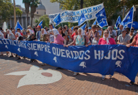 Mothers of Plaza de Mayo during weekly demonstration to establish the fate of their disappeared children and grandchildren during the Dirty War and dictatorship of 1976-1983. Buenos Aires, Argentina.