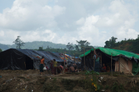 Rohingya Refugee at Tambru No-man's land in Bangladesh-Myanmar border at Tambru, Naikhyangchori, Banderban, Bangladesh