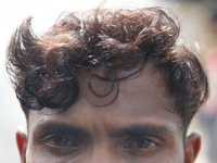 Rohingya Refugee at Tambru No-man's land in Bangladesh-Myanmar border at Tambru, Naikhyangchori, Banderban, Bangladesh
