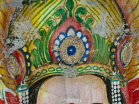 Sri Lanka. Painted screen at small Hindu Kvil/shrine at Thirukovil. East Coast.