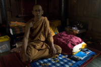 Thailand. Phra Apichat in his room at Wat Kokgate.