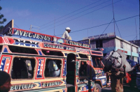 Local colourful bus making its way throught the streets of Port Au Prince