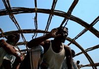 Village people on a boat. Bangladesh.