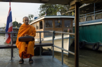 Thailand. Monk on Ferry to Ko Kred island.