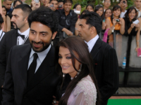 Bollywood golden couple Abhishek Bachchan and Aishwarya Rai talking to journalists at the green carpet for the IIFA Awards in Sheffield, Yorkshire