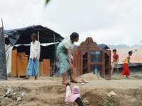 Rohingya Refugee at Tambru No-man's land in Bangladesh-Myanmar border at Tambru, Naikhyangchori, Banderban, Bangladesh