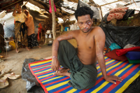 Rohingya Refugee at Tambru No-man's land in Bangladesh-Myanmar border at Tambru, Naikhyangchori, Banderban, Bangladesh