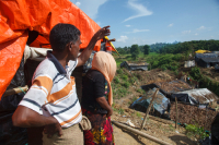 Rohingya Refugee at Tambru No-man's land in Bangladesh-Myanmar border at Tambru, Naikhyangchori, Banderban, Bangladesh