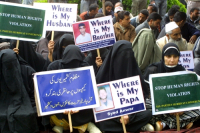 The leader and activists of APHC, a separatist political alliance, are holding a day-long peaceful protest