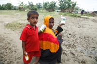 Rohingya Refugee at Tambru No-man's land in Bangladesh-Myanmar border at Tambru, Naikhyangchori, Banderban, Bangladesh