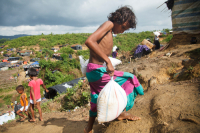 Rohingya Refugee at Tambru No-man's land in Bangladesh-Myanmar border at Tambru, Naikhyangchori, Banderban, Bangladesh