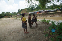Rohingya Refugee at Tambru No-man's land in Bangladesh-Myanmar border at Tambru, Naikhyangchori, Banderban, Bangladesh