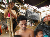 Rohingya Refugee at Tambru No-man's land in Bangladesh-Myanmar border at Tambru, Naikhyangchori, Banderban, Bangladesh