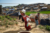 Rohingya Refugee at Tambru No-man's land in Bangladesh-Myanmar border at Tambru, Naikhyangchori, Banderban, Bangladesh