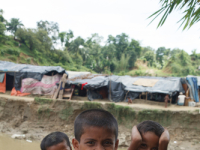 Rohingya Refugee at Tambru No-man's land in Bangladesh-Myanmar border at Tambru, Naikhyangchori, Banderban, Bangladesh