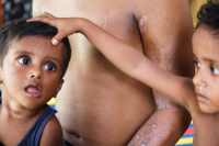 Rohingya Refugee at Tambru No-man's land in Bangladesh-Myanmar border at Tambru, Naikhyangchori, Banderban, Bangladesh