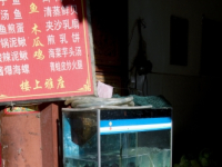 CHINA Restaurant displaying food to choose from in Dali, Yunnan province..