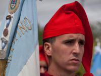 Parade of gauchos in traditional costumes in Salta, Argentina