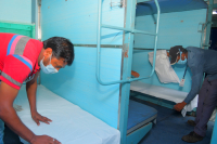 Train carriage converted into isolation ward