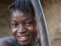  A woman smiles