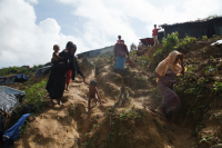 Rohingya Refugee at Tambru No-man's land in Bangladesh-Myanmar border at Tambru, Naikhyangchori, Banderban, Bangladesh